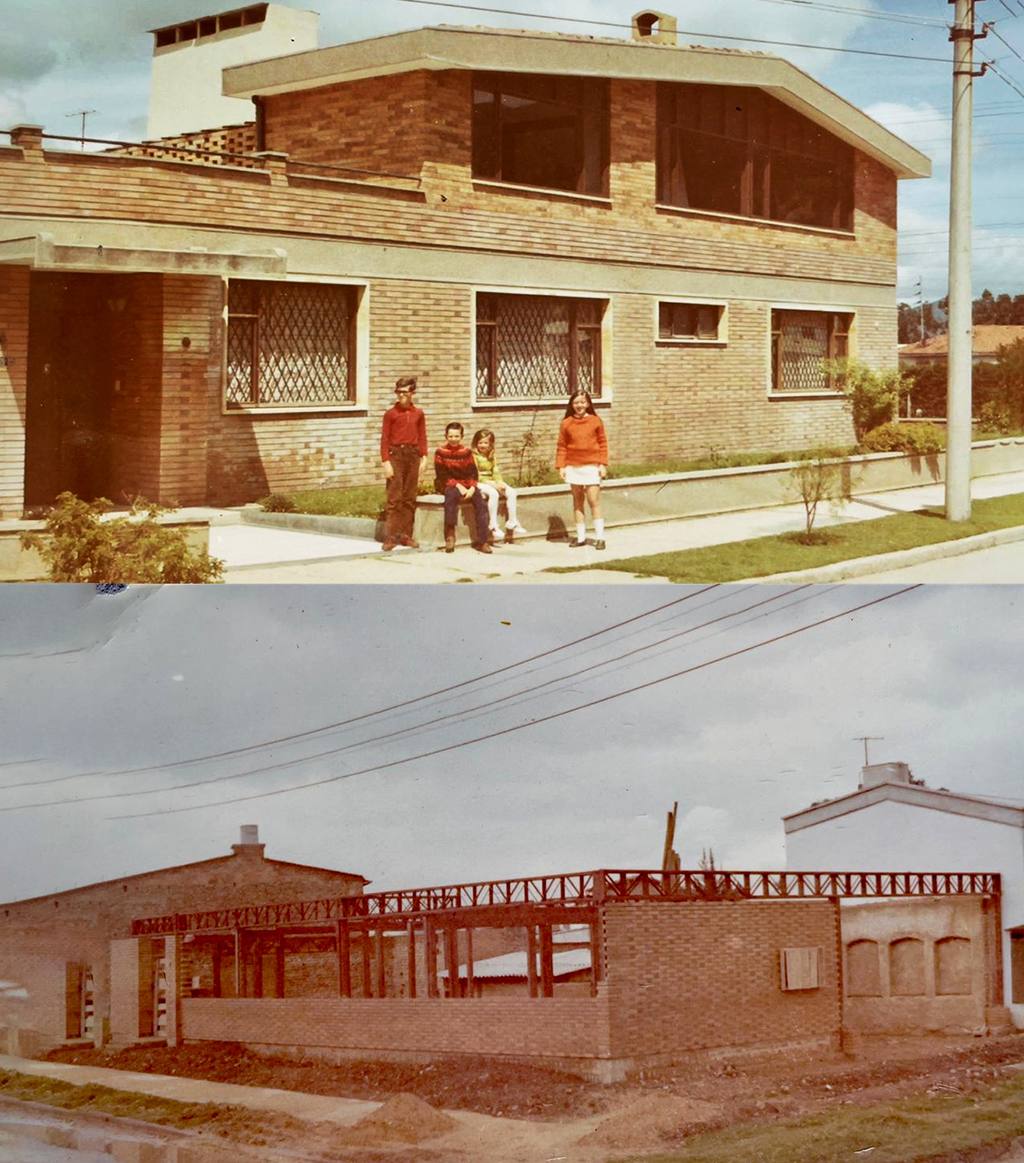 Sala restaurada de Dapt House con piso de terrazo original y mobiliario mid-century