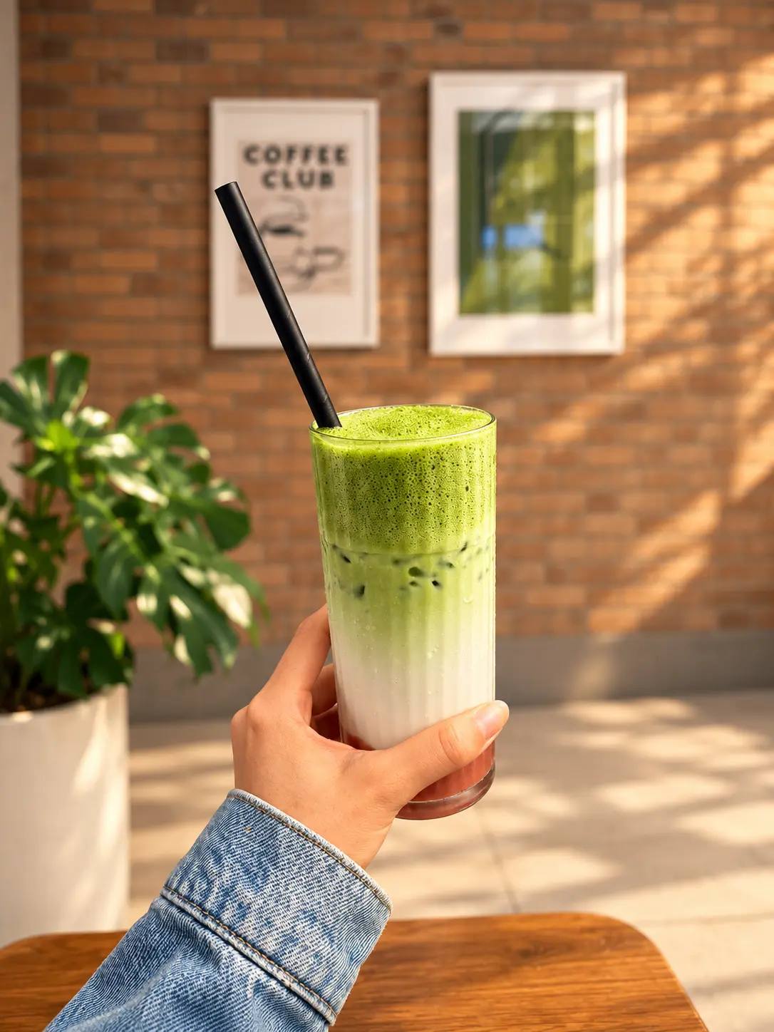 Matcha frío preparado en Dapt Café